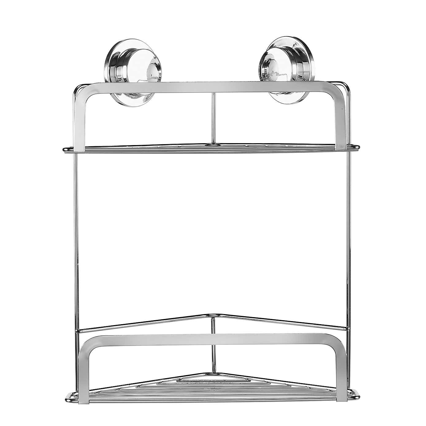 Croydex Stick-n-Lock 2 Tier Corner Basket