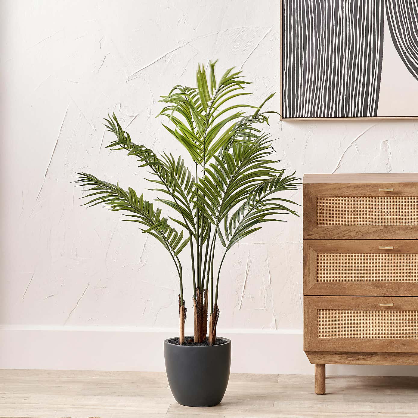 Artificial Areca Palm Plant in Grey Plant Pot
