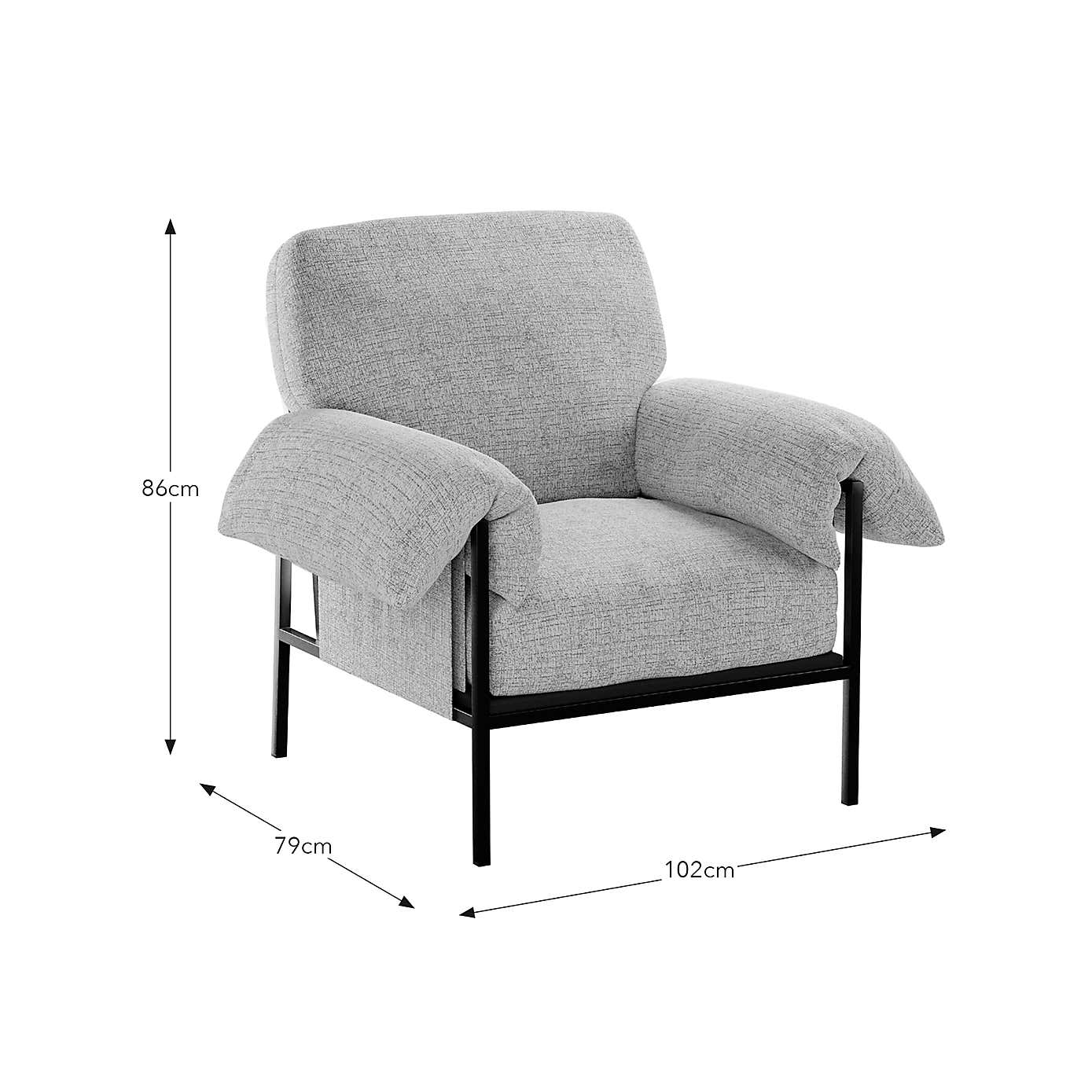 Kai Woven Fabric Pillow Arm Occasional Chair