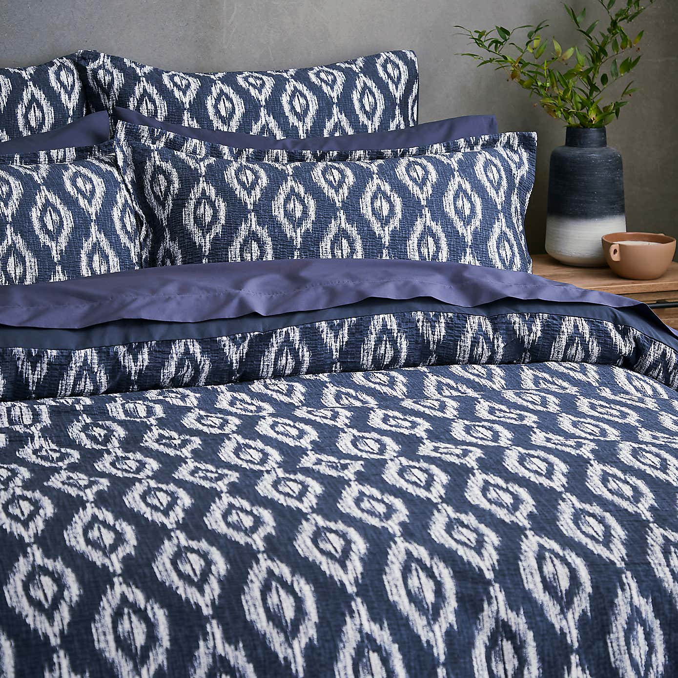 Ikat Seersucker Blue Oxford Pillowcase