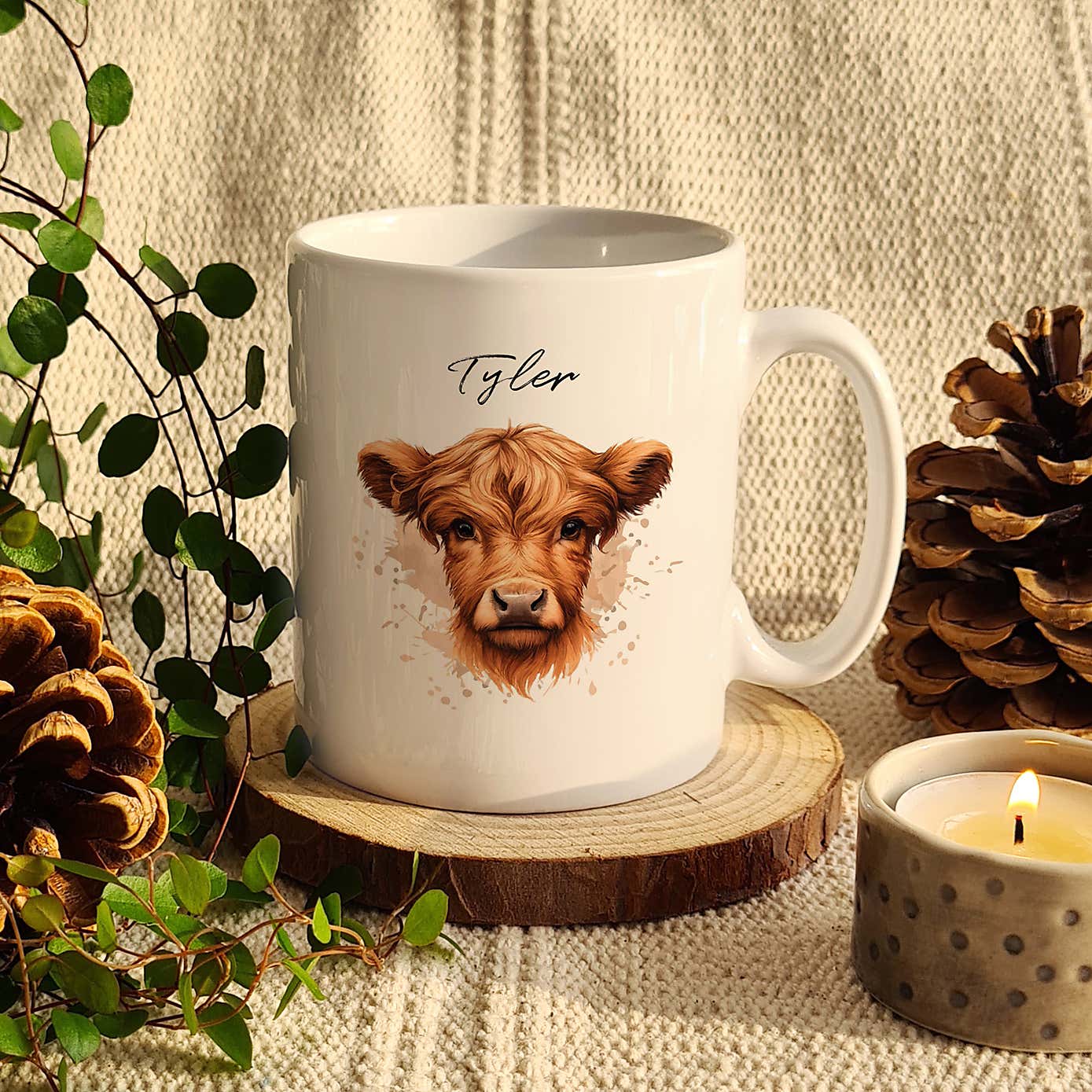 Personalised Boy Highland Cow Mug