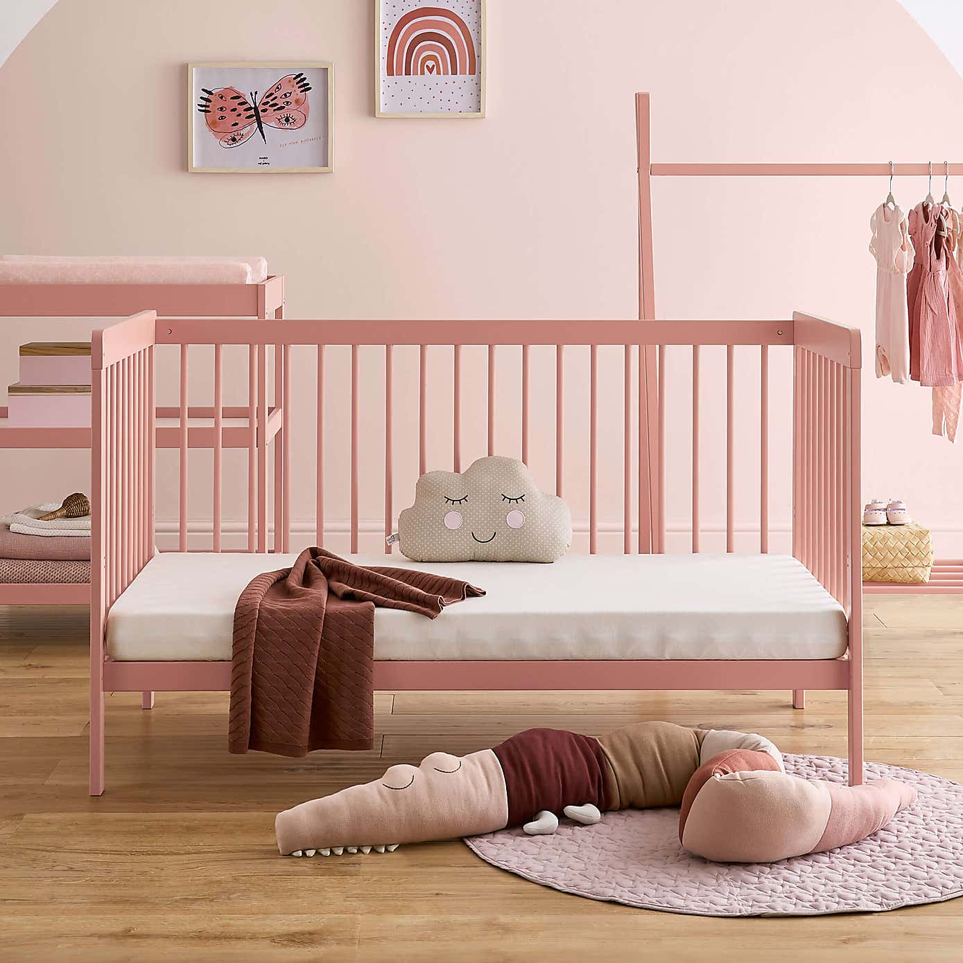 CuddleCo Nola Cot Bed, Painted Pine
