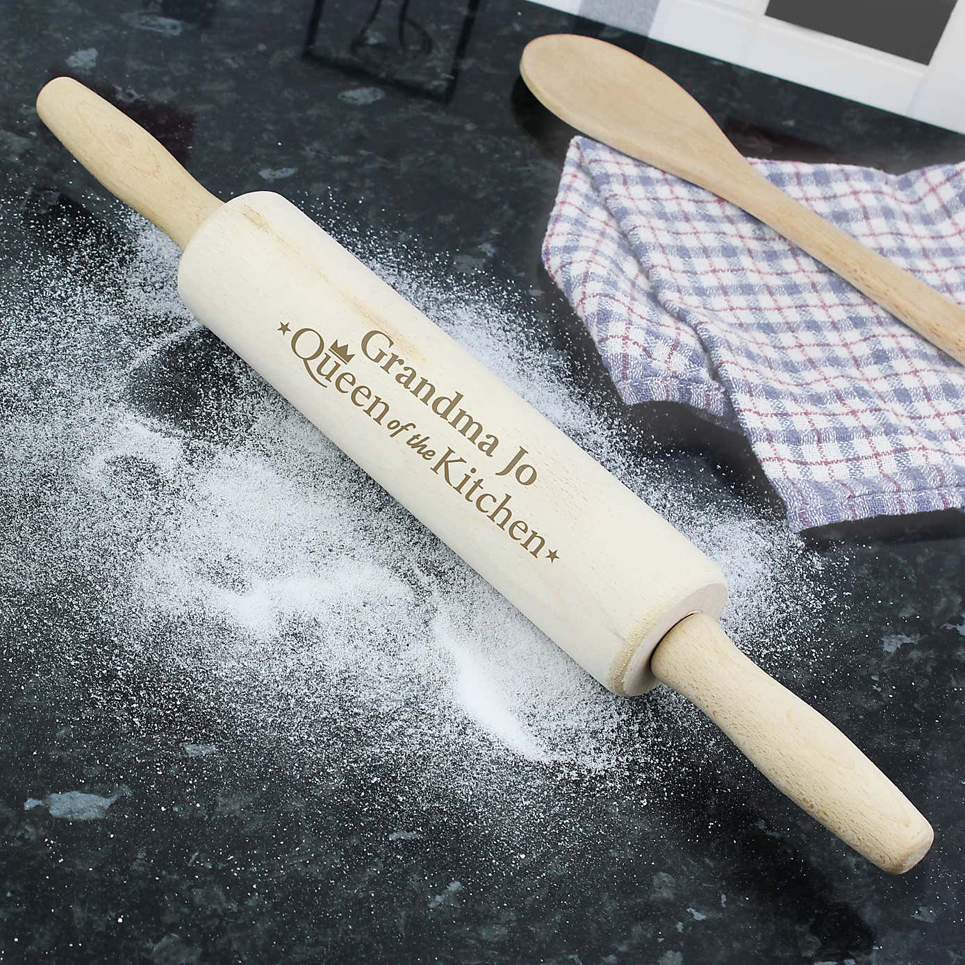 Personalised Queen of the Kitchen Wooden Rolling Pin