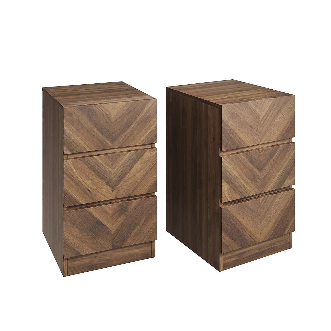 Taranto Pair of 3 Drawer Bedsides Walnut