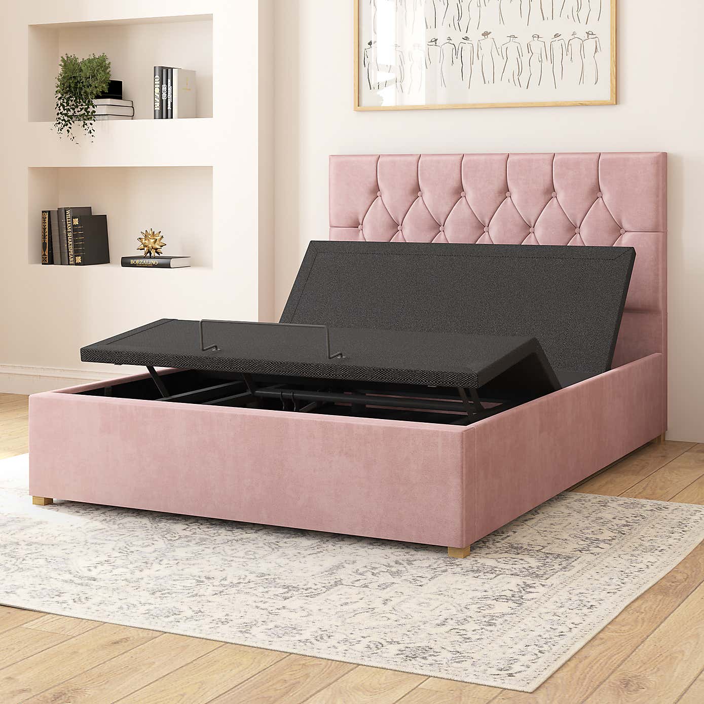 Olivier Plush Velvet Adjustable Bed