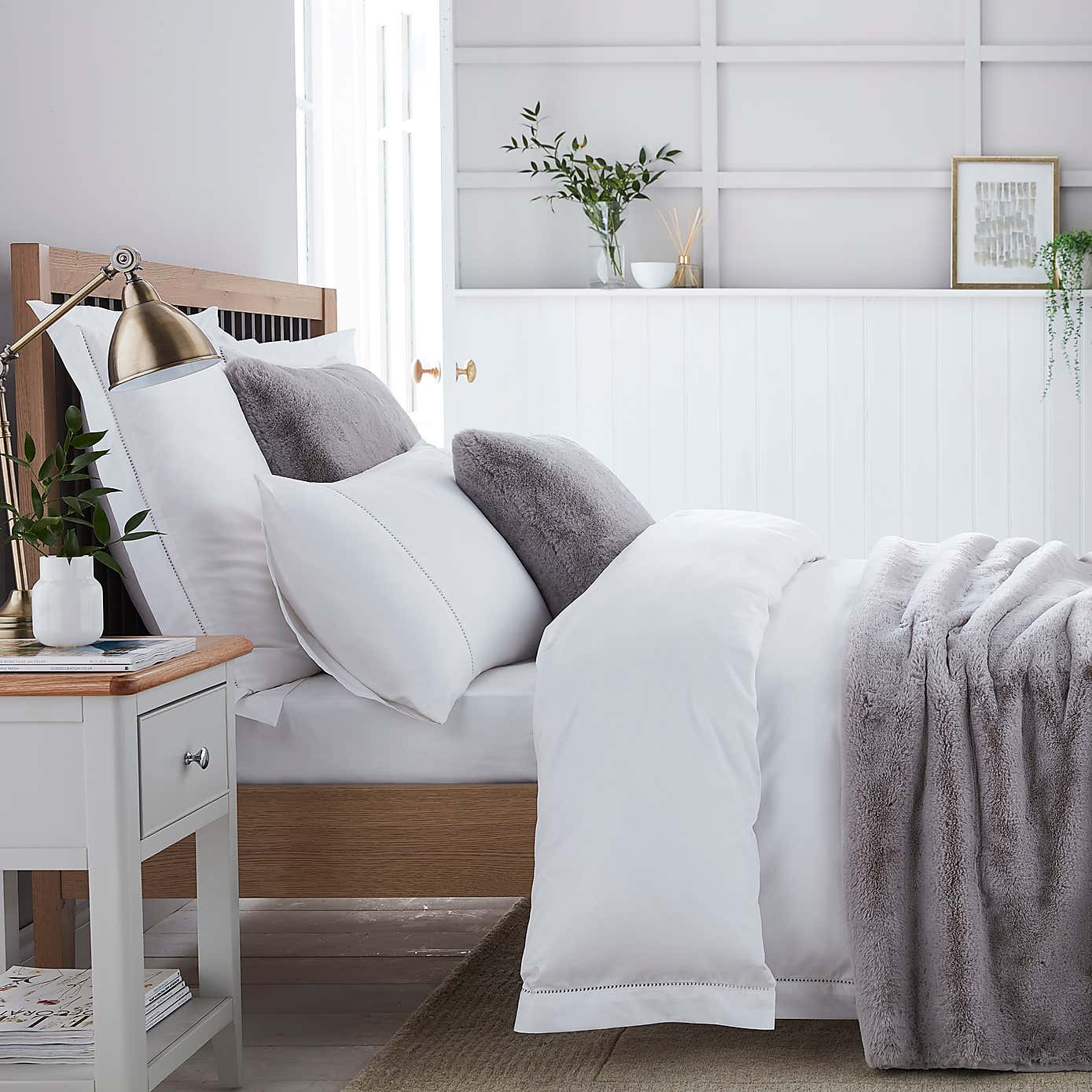 Dorma Purity Faux Fur Grey Bedspread