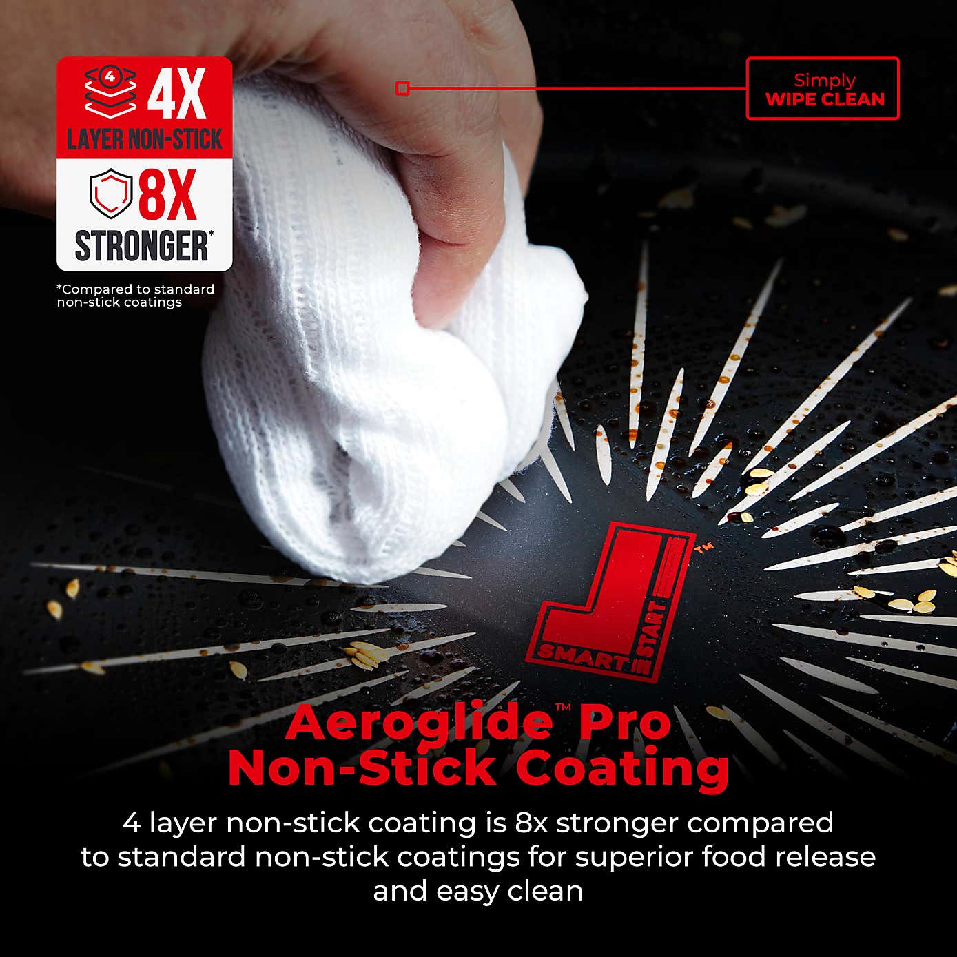 Tower Smart Start Non-Stick Forged Aluminium Wok, 28cm