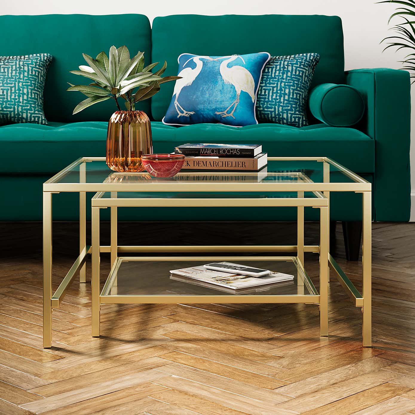 Sofia Glass Nest of Square Coffee Tables