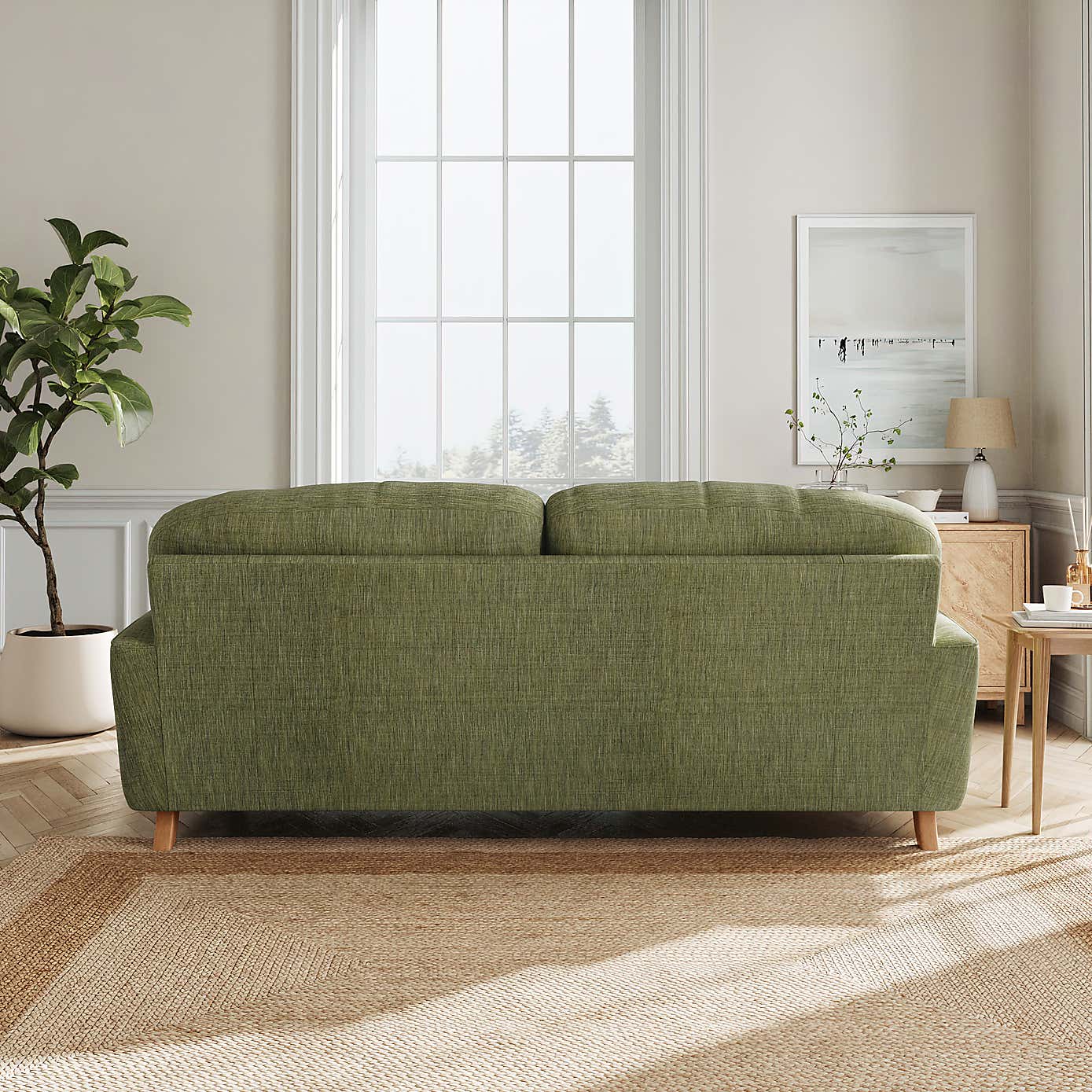 Martha Faux Linen 3 Seater Sofa Natural