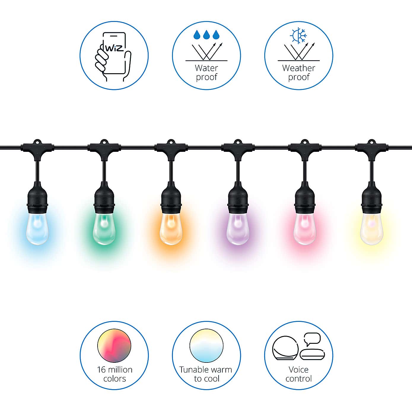 WiZ 48ft Smart Ambient Outdoor String Lights