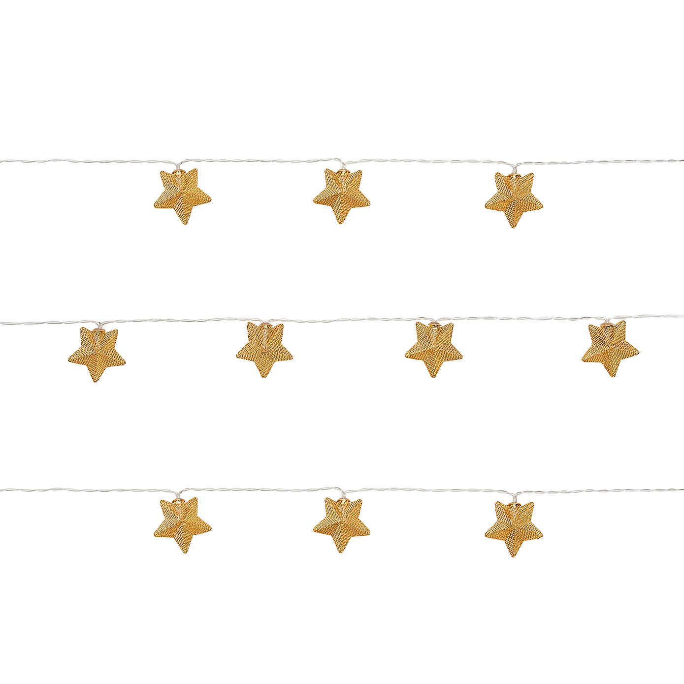 Gold Metal Mesh Star LED String Lights