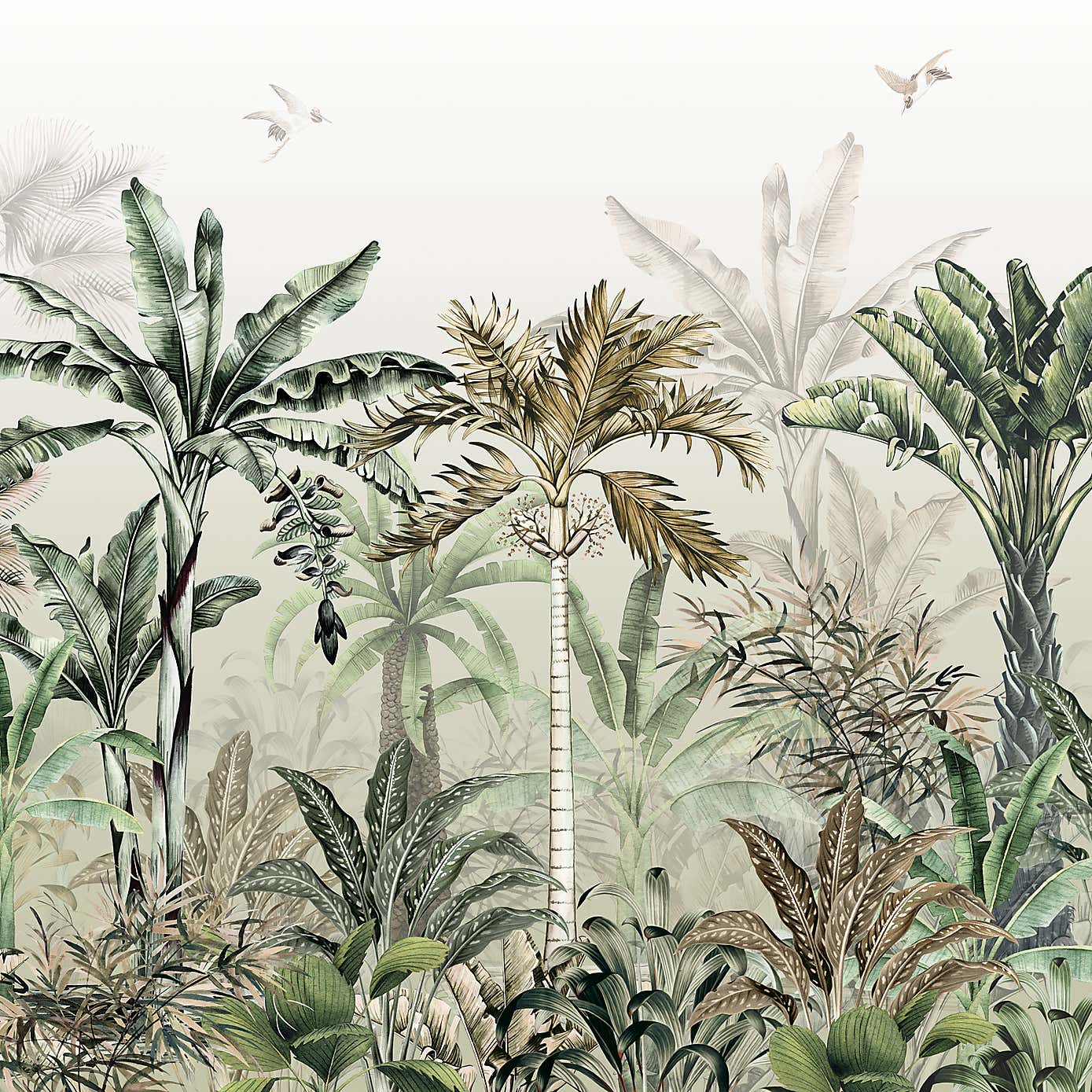Tropical Oasis Sage Green Mural