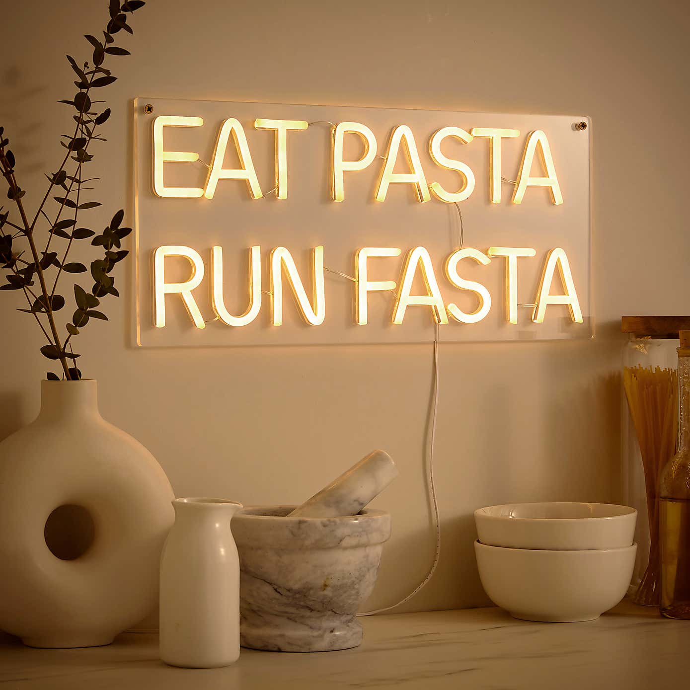 Eat Pasta Run Fasta Neon Sign