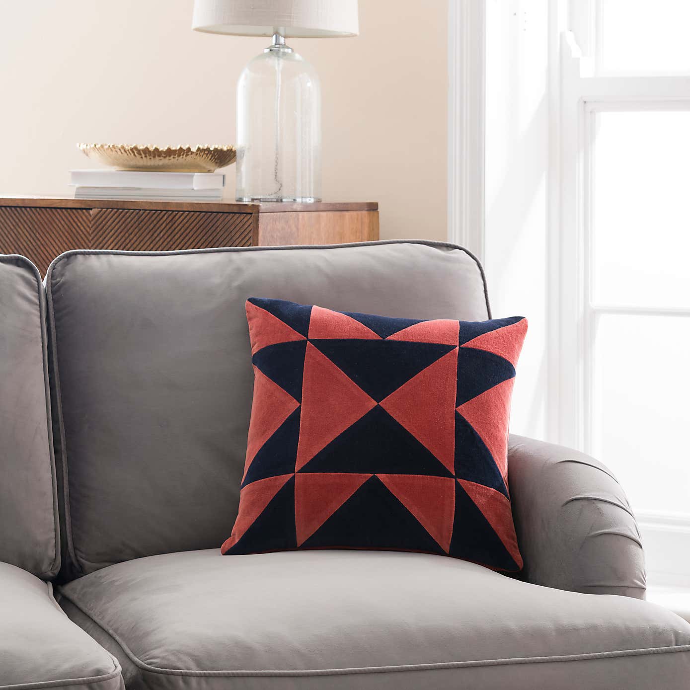 Clara Triangle Patchwork Square Cushion