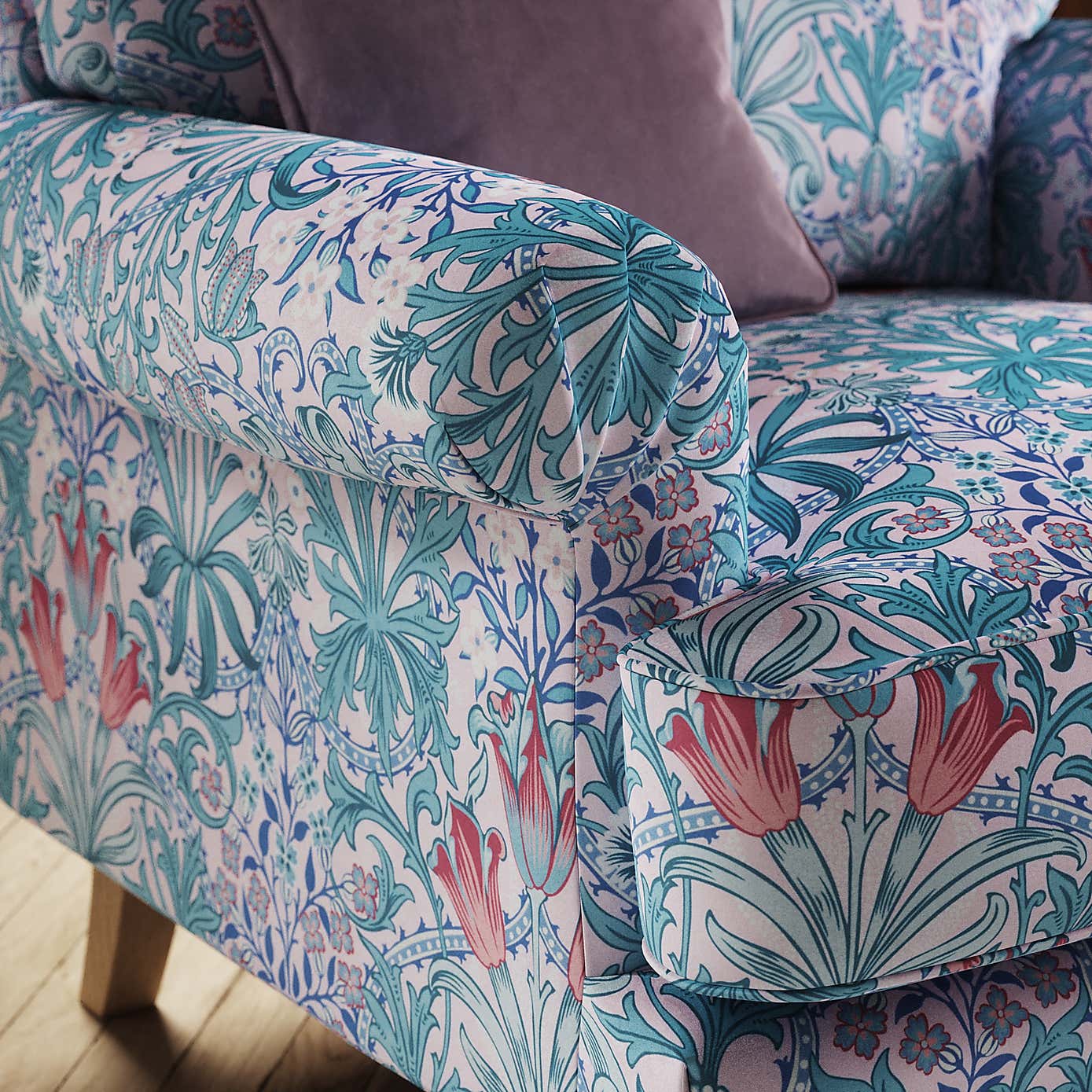Jolene William Morris Woodland Weeds Print Velvet Snuggle Chair