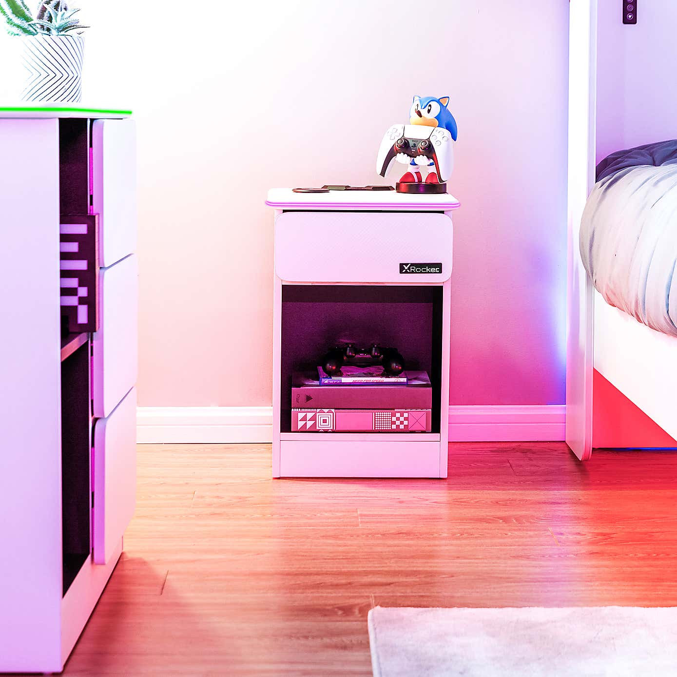 X Rocker Carbon Tek Bedside Table with Wireless charging