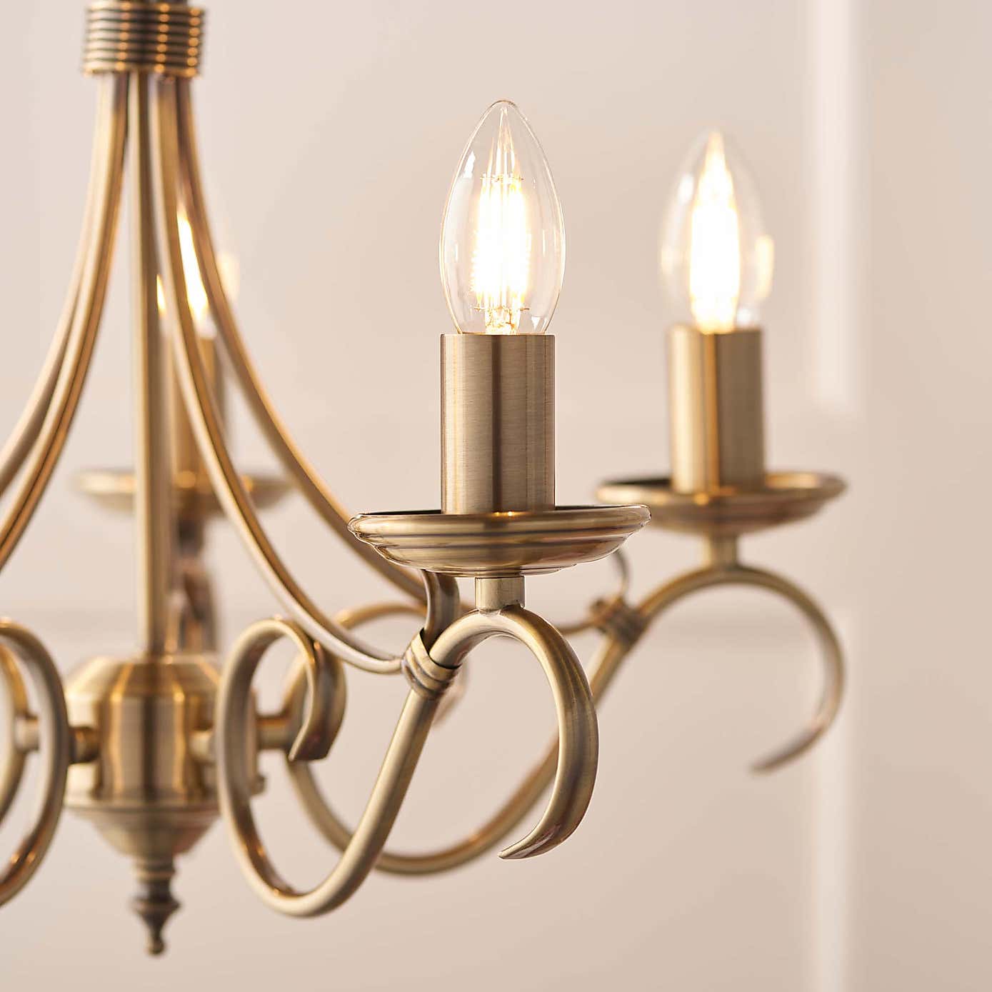 Vogue Bernice 5 Light Candelabra Ceiling Fitting Antique Brass