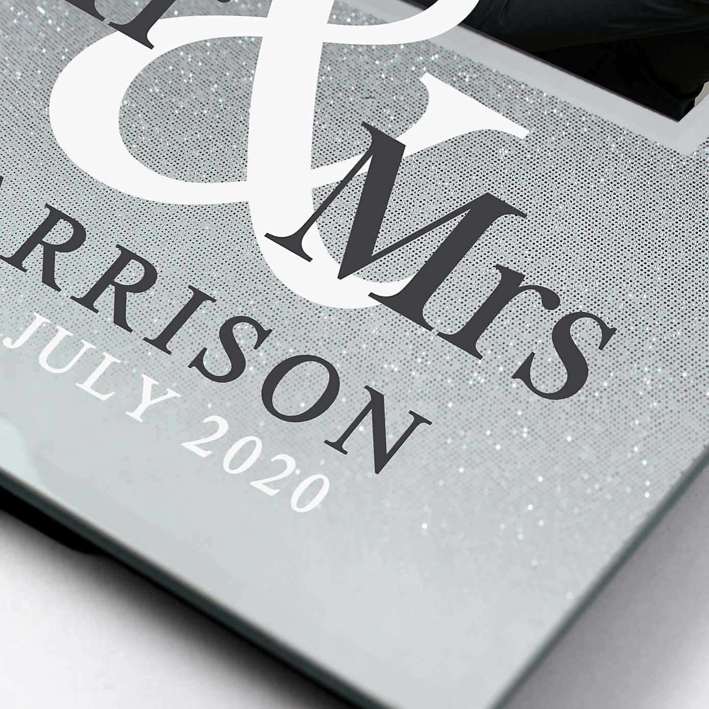 Personalised Mr and Mrs Glitter Glass Photo Frame