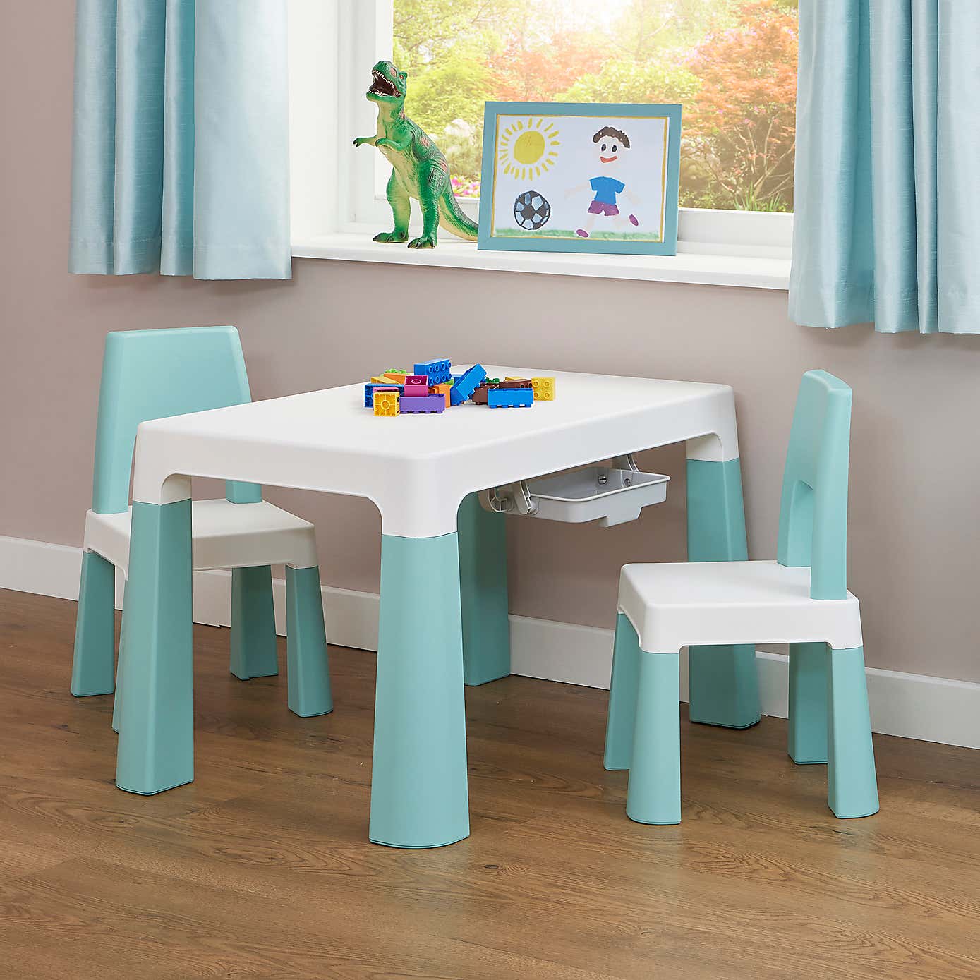 Liberty House Kids Height Adjustable Table And Two Chairs Set