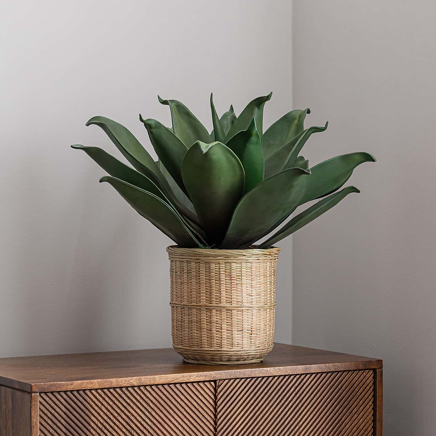 Artificial Agave in Bamboo Plant Pot