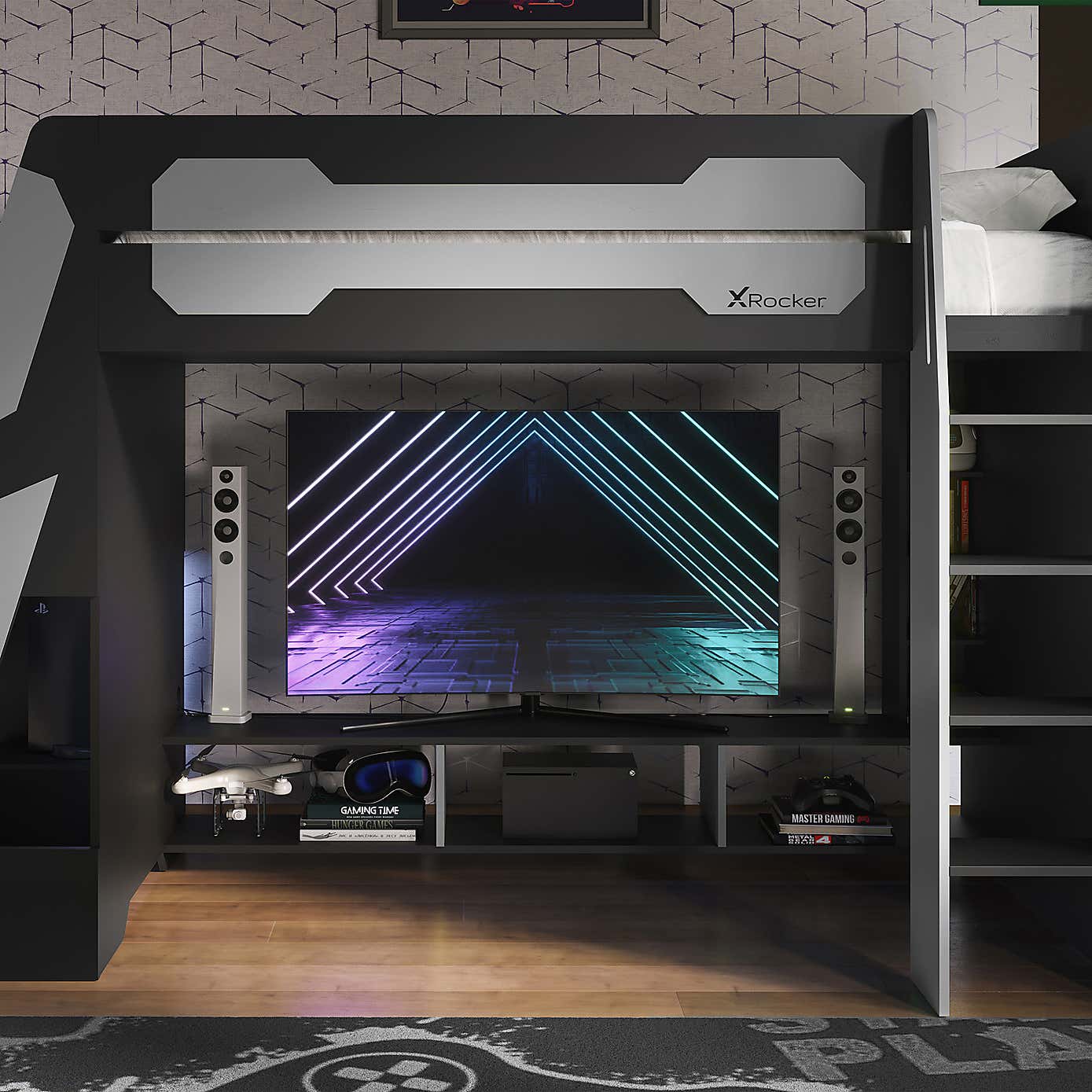 X Rocker Garrison High Sleeper Gaming Bed with Desk