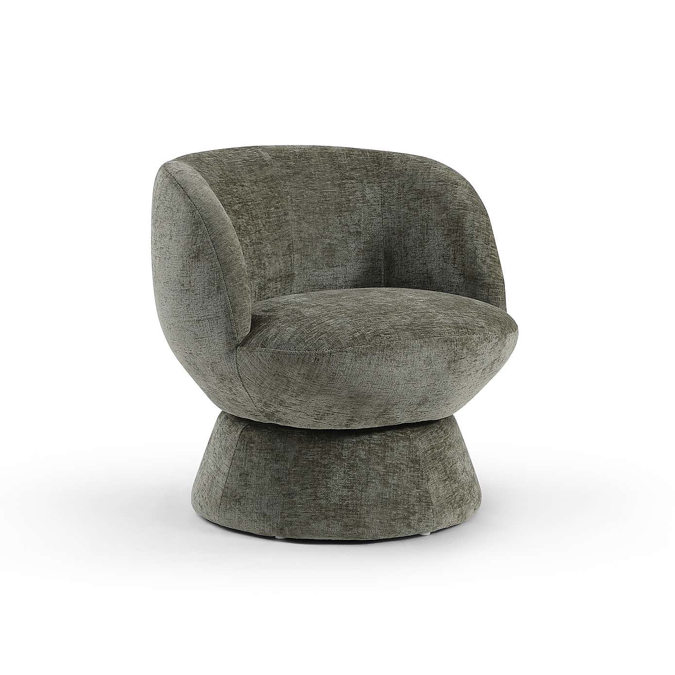 Tulip Chenille Curved Swivel Accent Chair