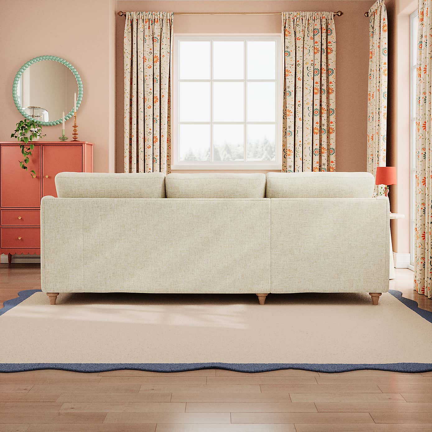 Hattie Slub Faux Linen Corner Chaise