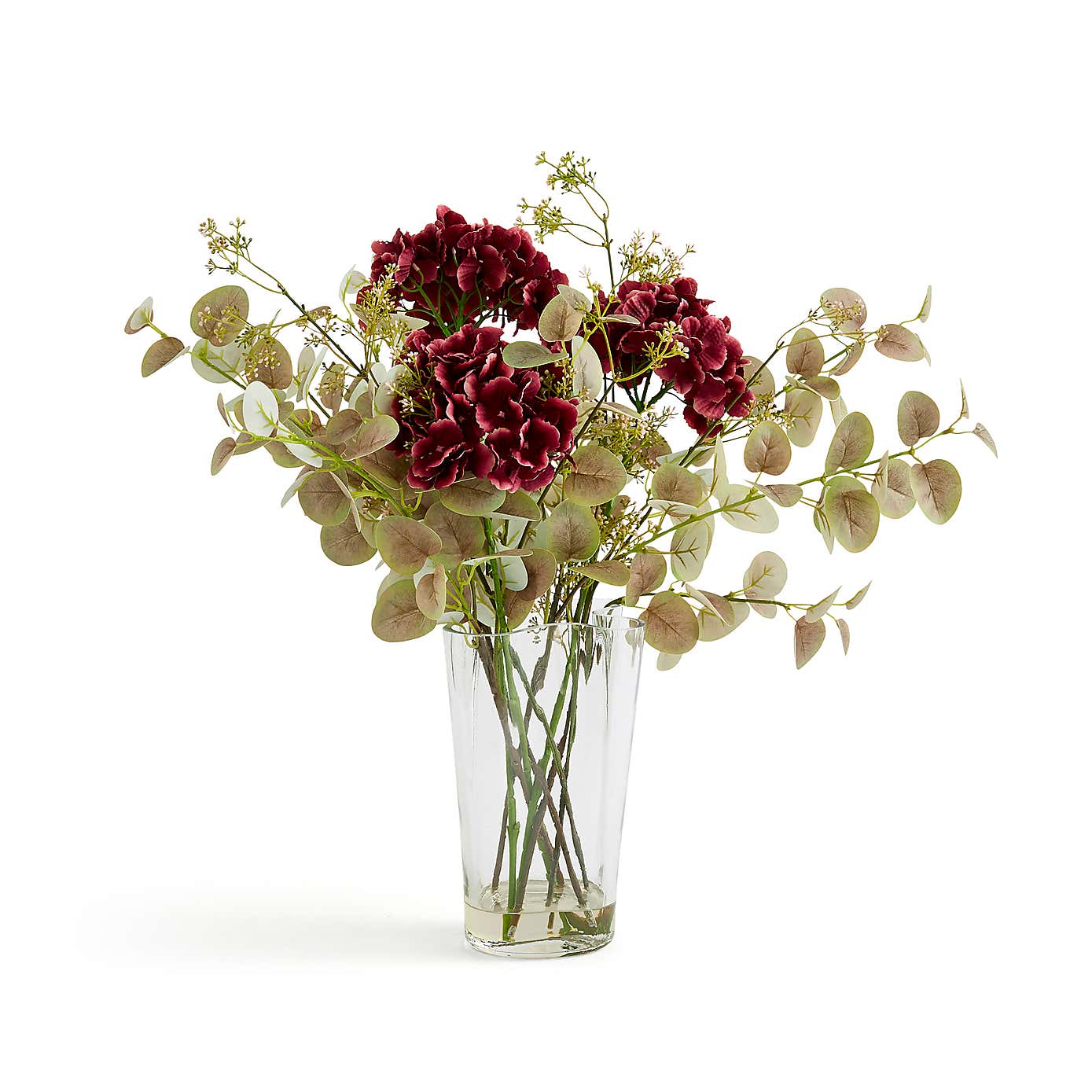 Artificial Hydrangea and Eucalyptus in Vase