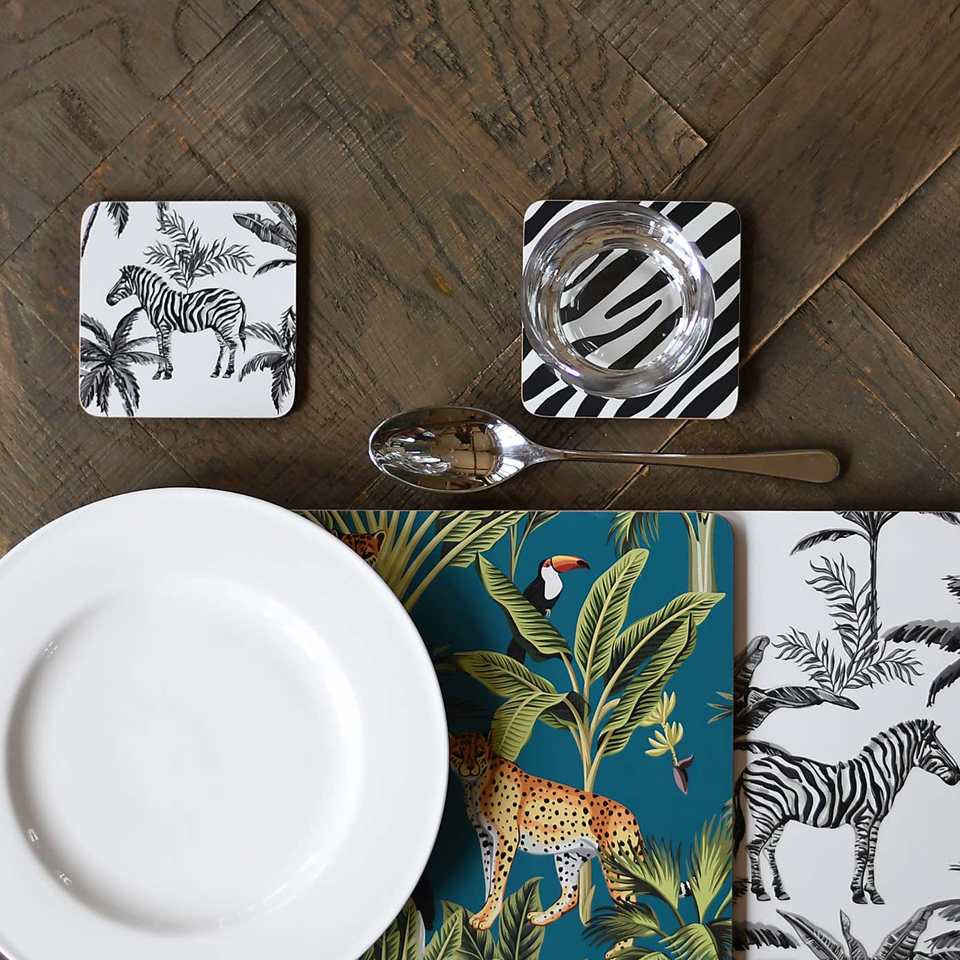 Madagascar Set of 4 Cheetah Teal Placemats