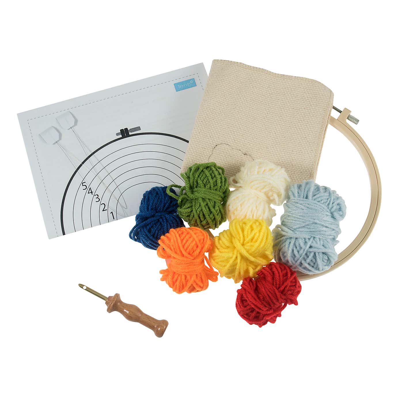 Punch Needle Kit Yarn and Hoop Rainbow
