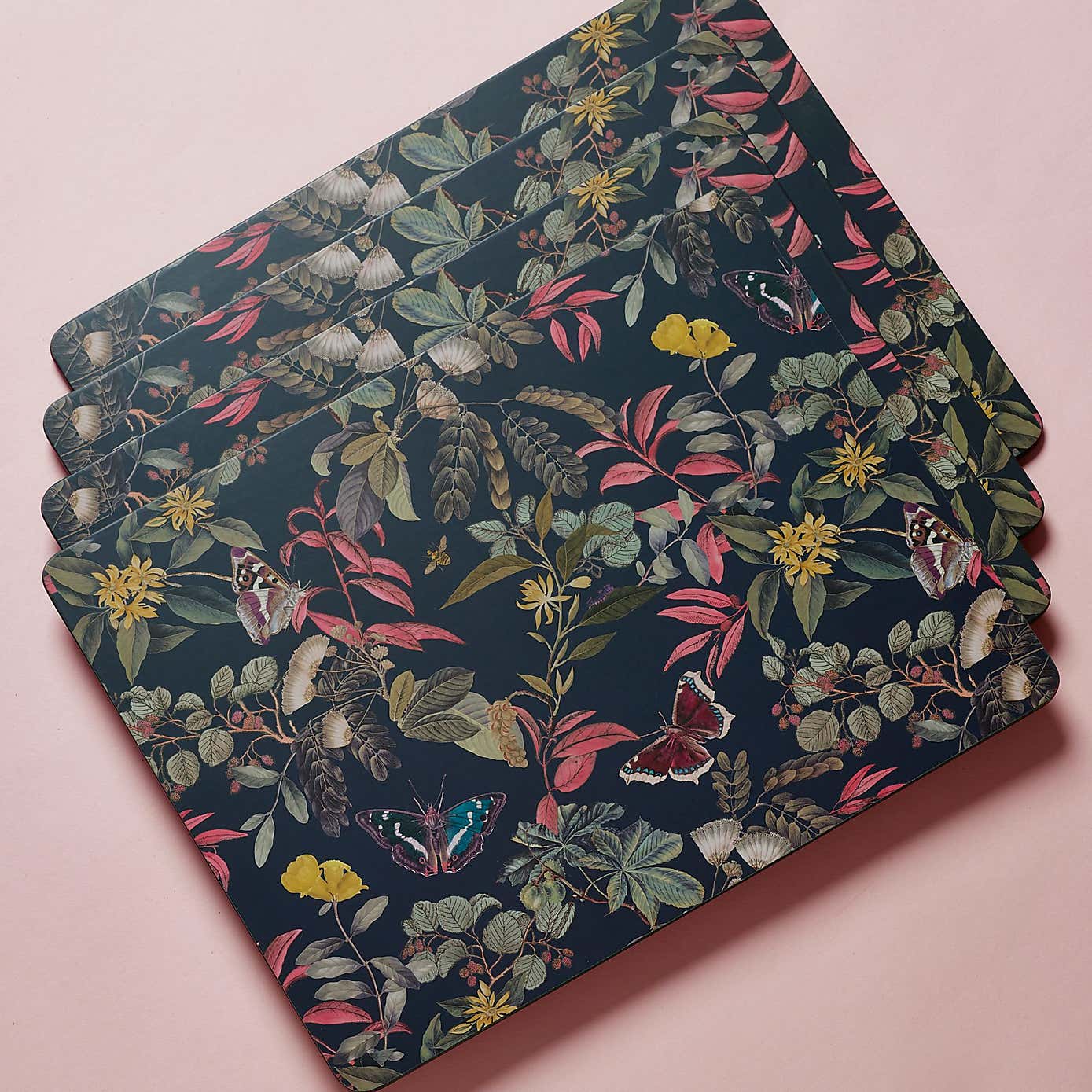 Set of 4 Kew Midnight Floral Rectangle Placemats