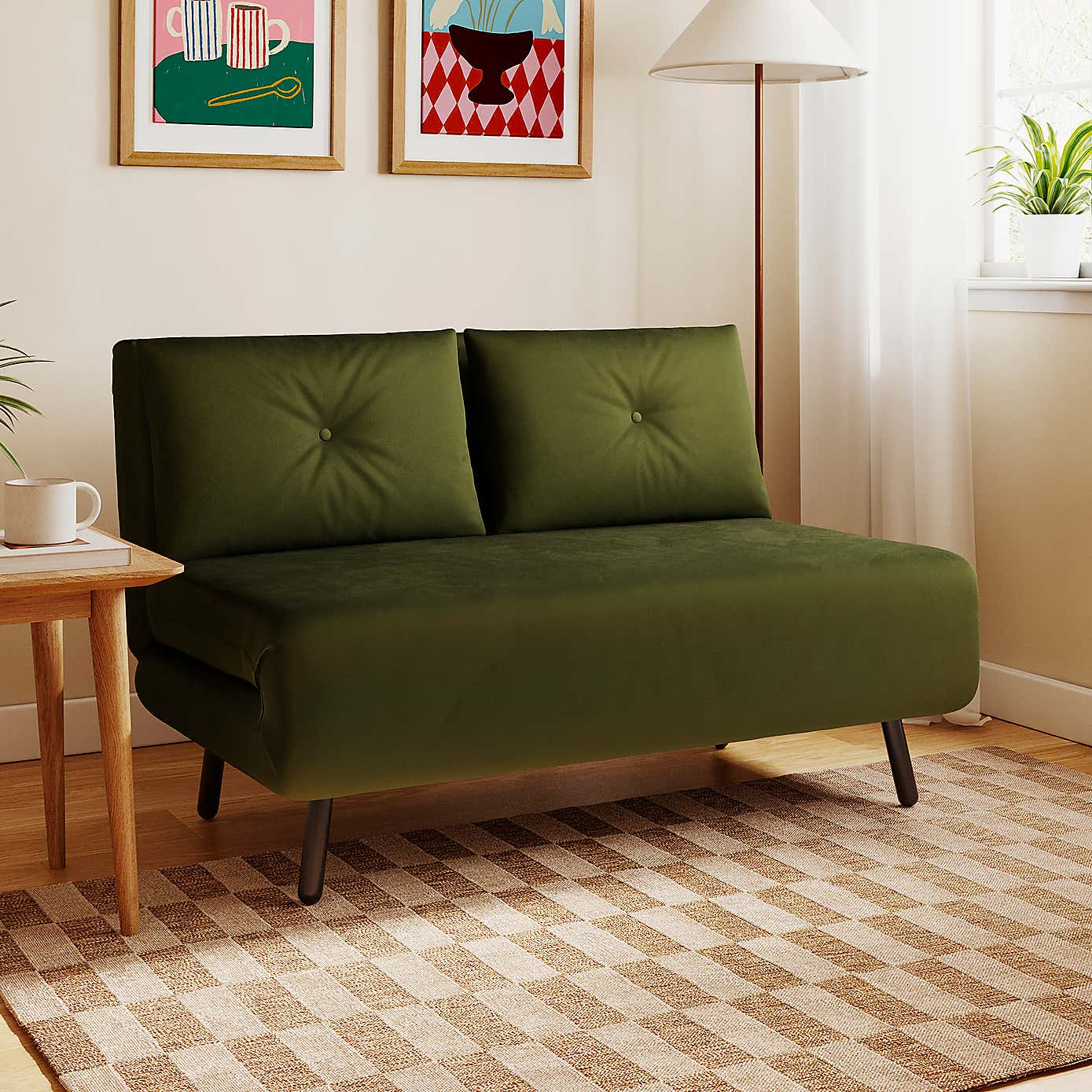 Phoebe Velvet Small Double Sofa Bed