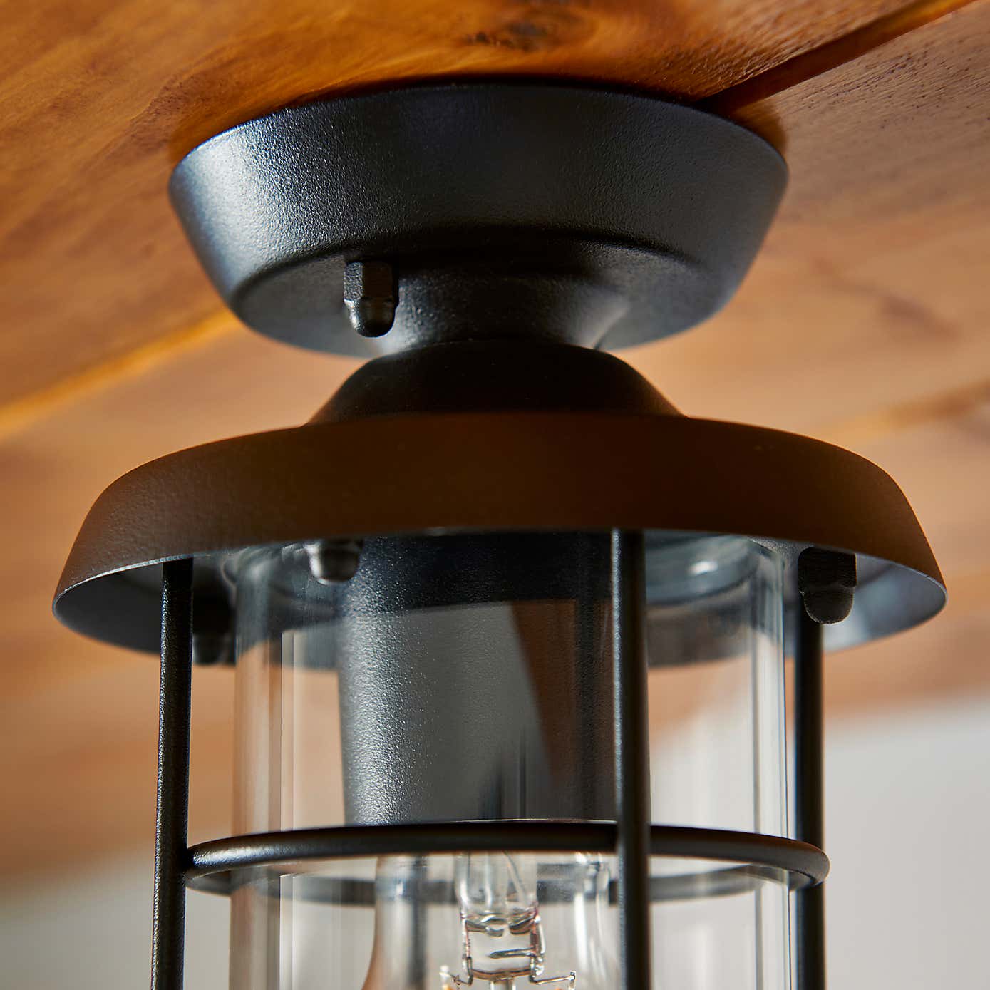 Barker Industrial Indoor Outdoor Flush Ceiling Light