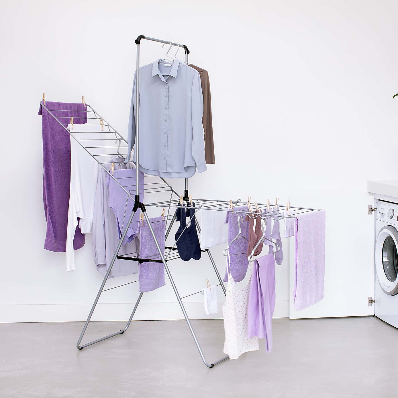 Brabantia HangOn Drying Rack with Hanging Rod 25m, Metallic Grey