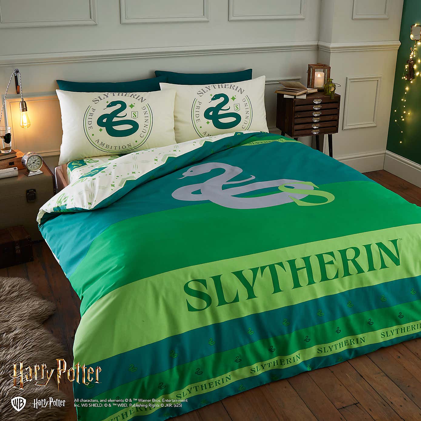 Harry Potter Slytherin Reversible Duvet Cover and Pillowcase Set