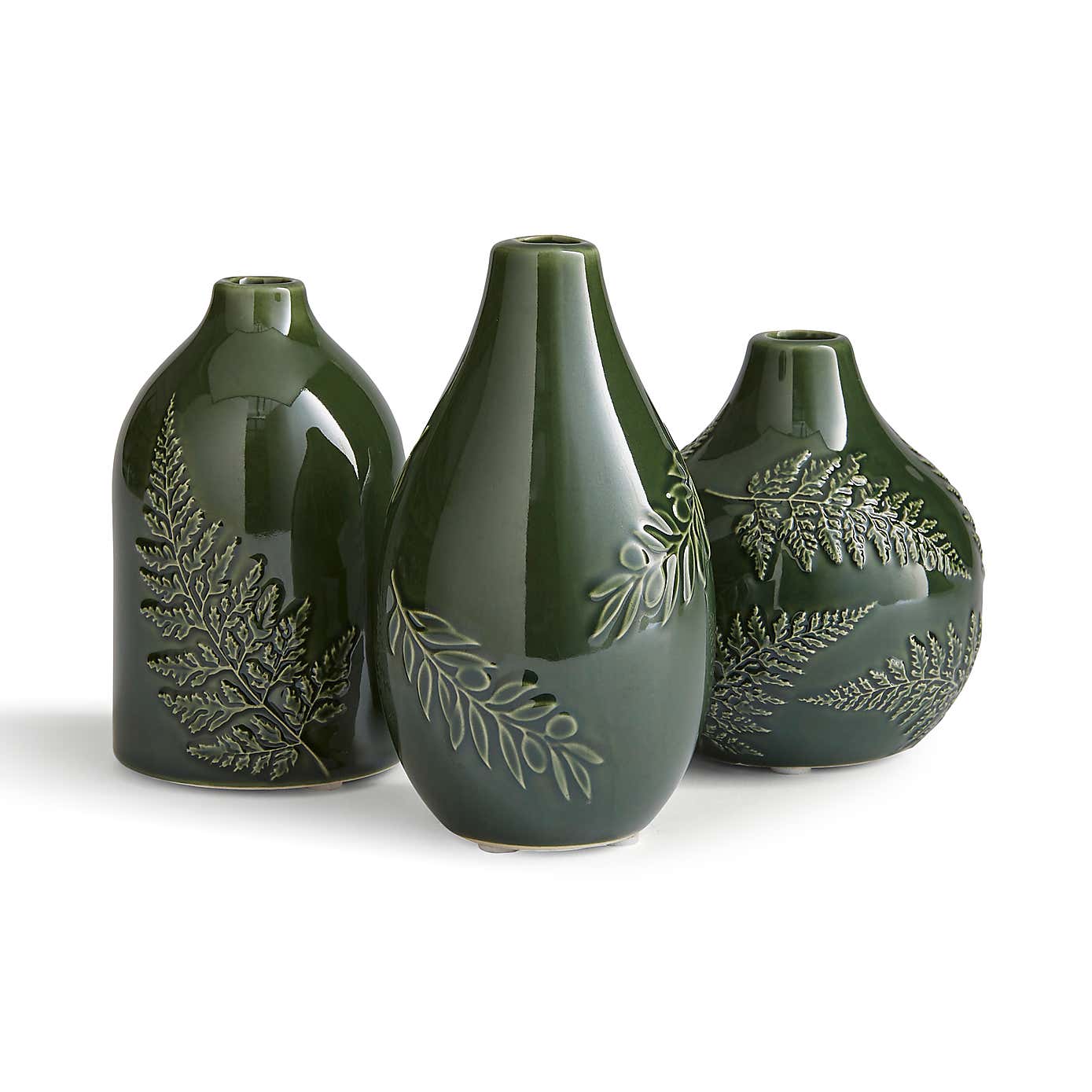 Set of 3 Churchgate Fern Ceramic Bud Vases