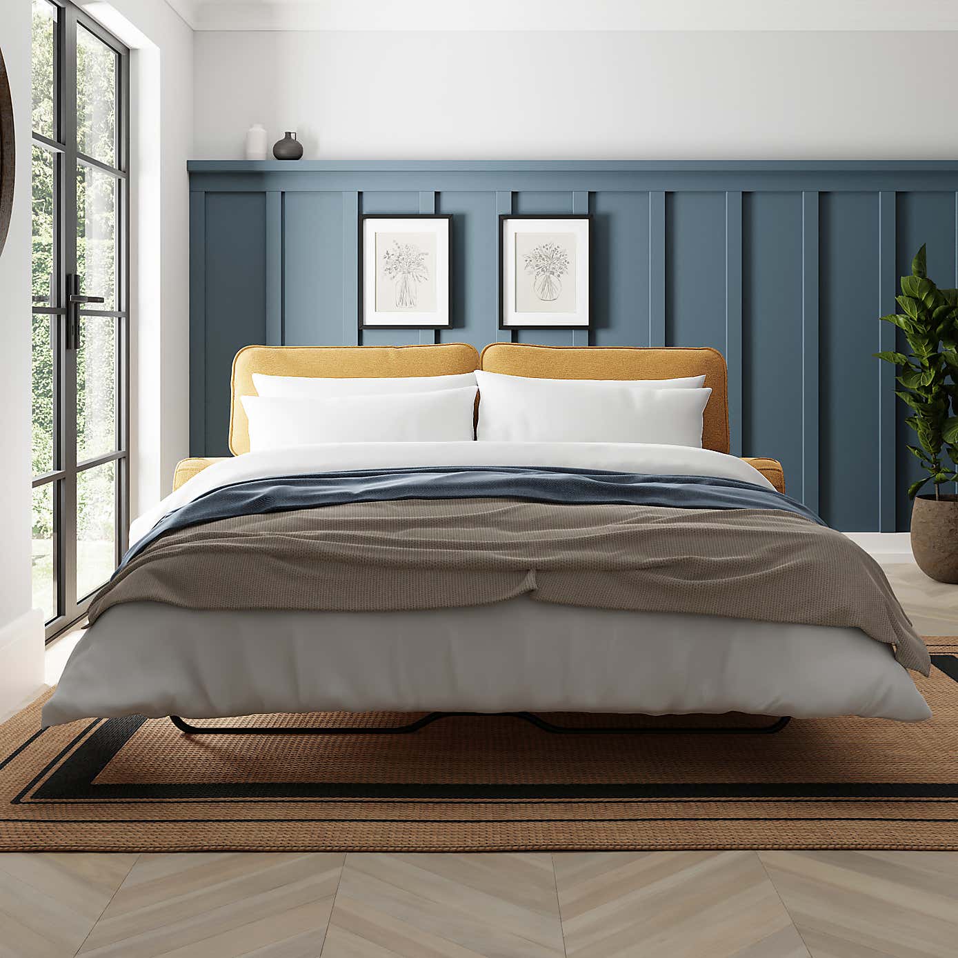 Beatrice Tonal Chenille 3 Seater Double Sofa Bed