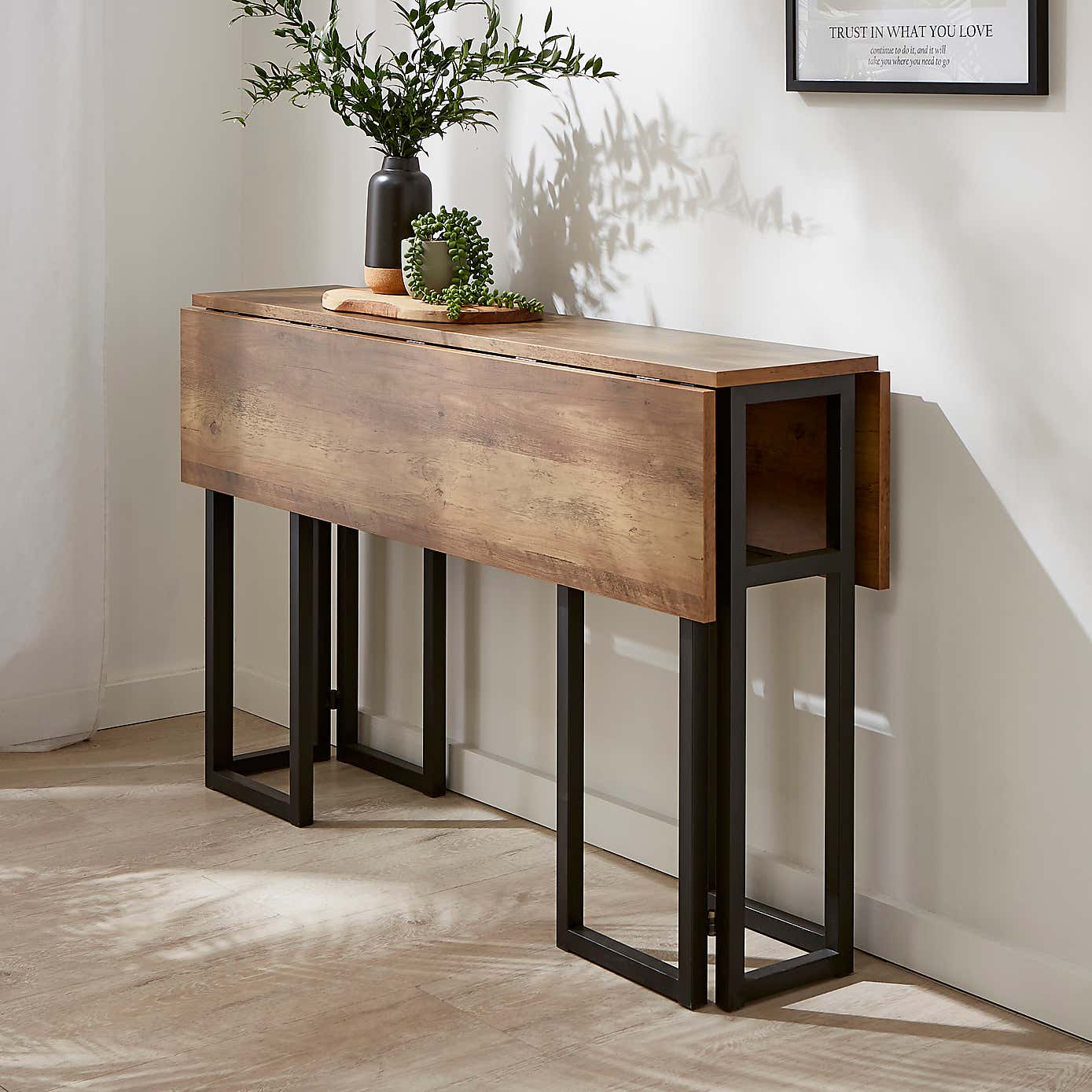 Fulton 4 Seater Console Dining Table, Pine Effect