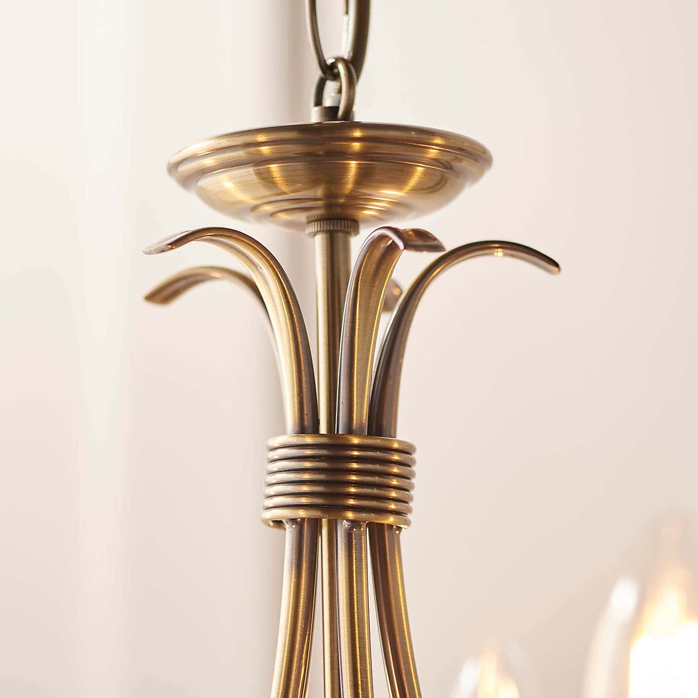 Vogue Bernice 5 Light Candelabra Ceiling Fitting Antique Brass