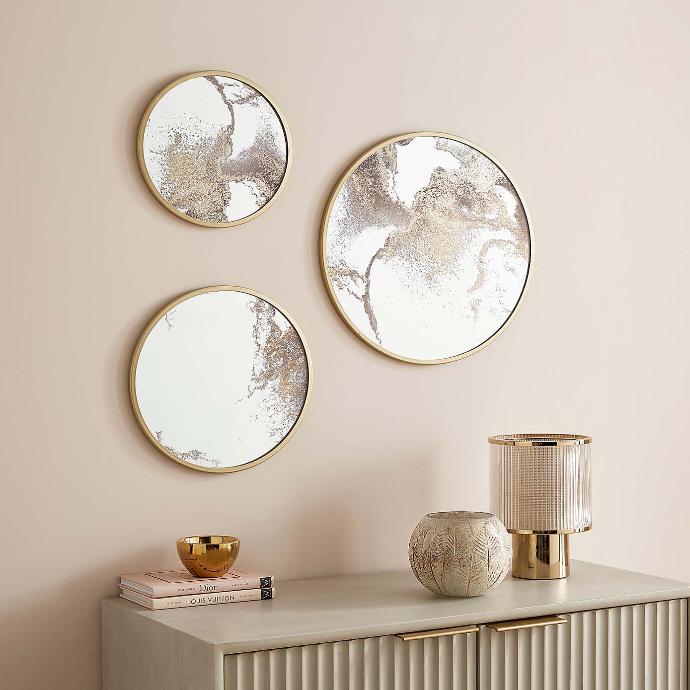 Set of 3 Minimalux Round Mirrored Wall Art