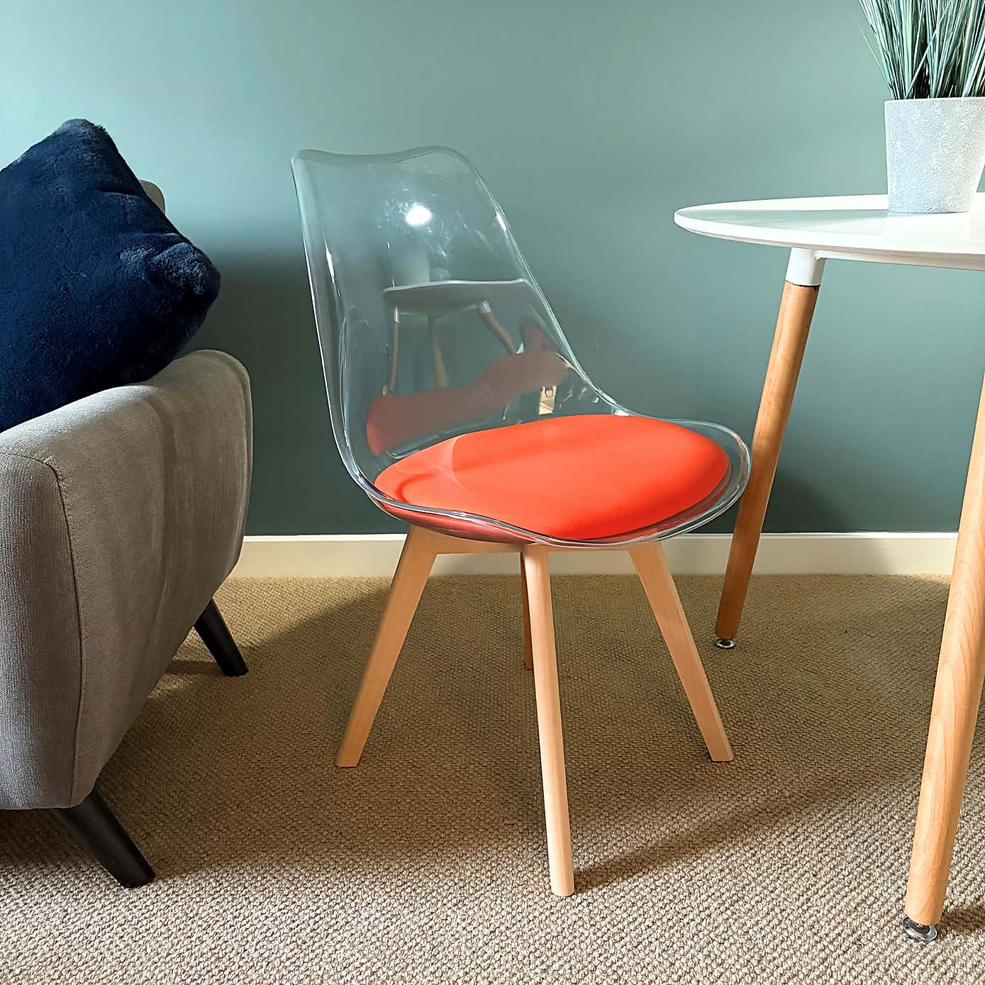 Fusion Living Soho Clear Plastic Dining Chair with Squared Legs