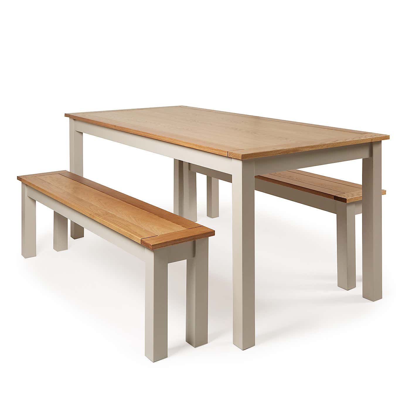 Clifford Large Rectangular Dining Table with 2 Benches, Pine