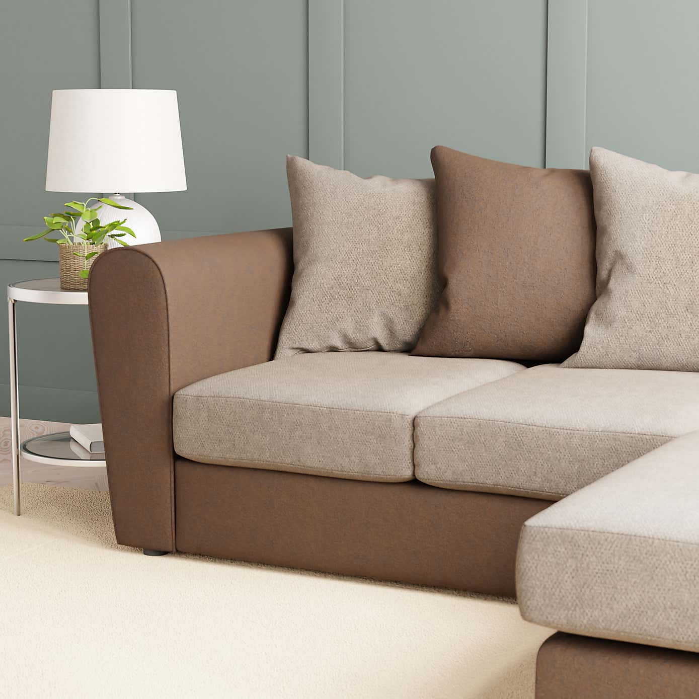 Blake Soft Faux Leather Combo Corner Sofa