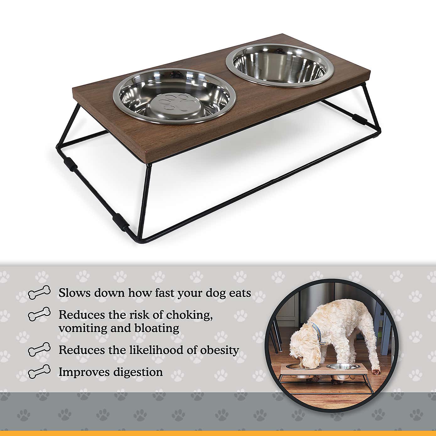 Rosewood Slow Feeder Double Diner Pet Bowls