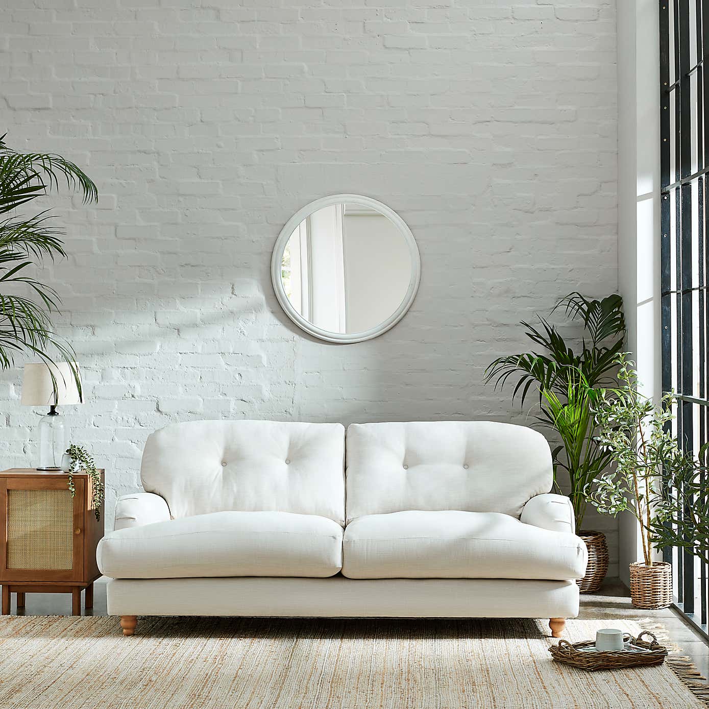 Martha Faux Linen 3 Seater Sofa Natural