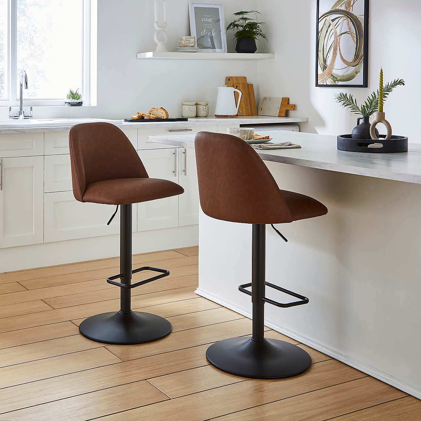 Delaney Adjustable Height Bar Stool, Faux Leather