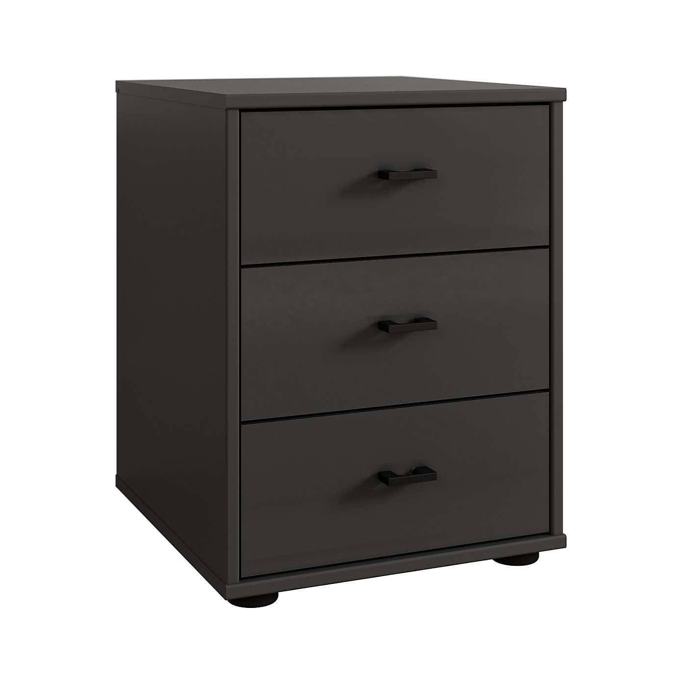 Kahla Glass Fronted 3 Drawer Bedside Table