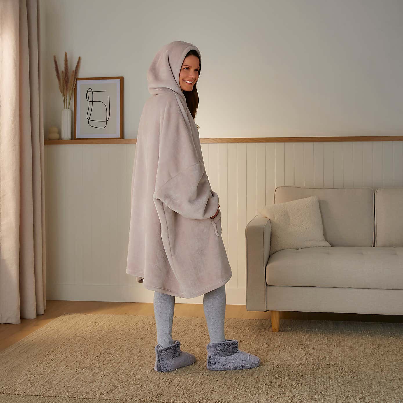 Velvet Oversized Hoodie with Fur Lining