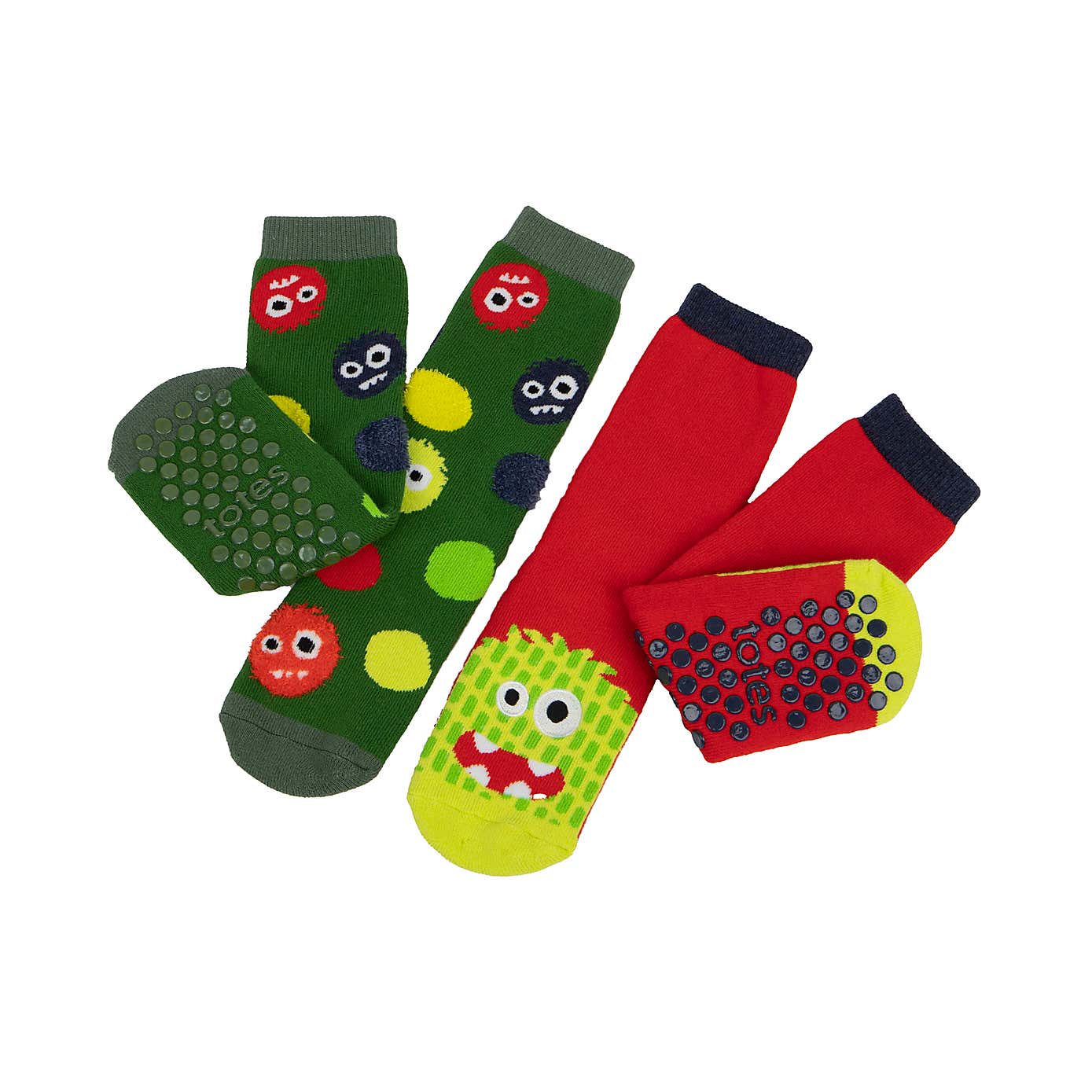 totes Pack of 2 Toasties Kids Original Monster Slipper Socks