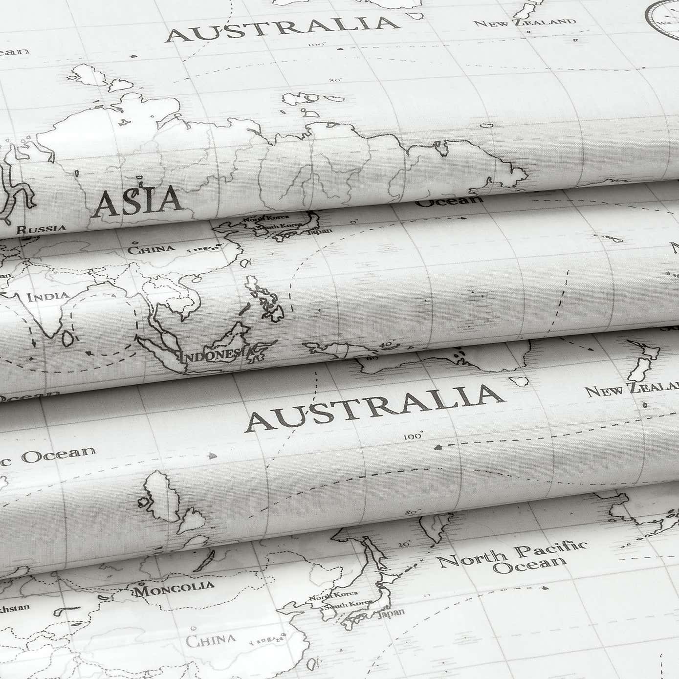 Maps Grey PVC Fabric